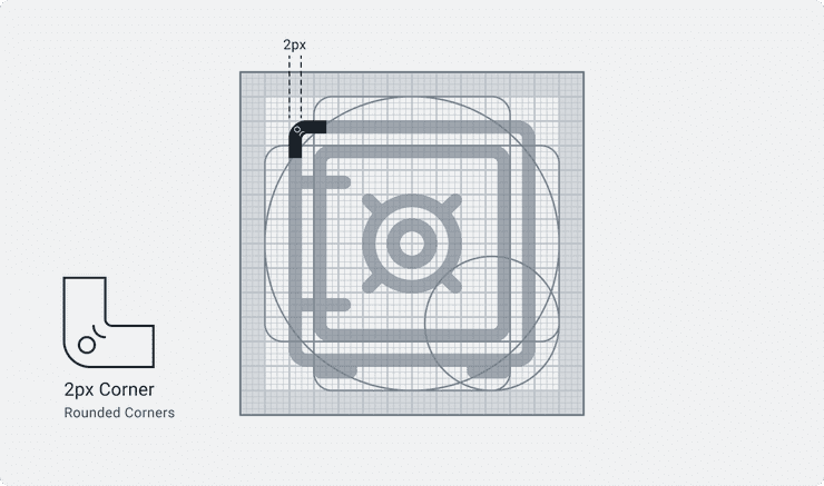 Corner radius illustration for Accent Icons.