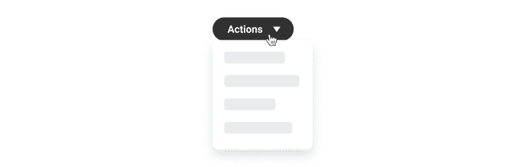 Low fidelity illustration of an active Dropdown Button with its menu open.