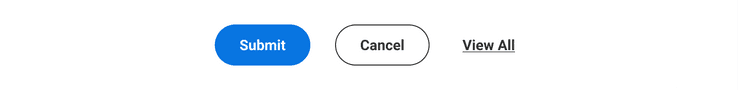 An image of 3 Buttons: a Primary Submit Button, a Secondary Cancel Button, and a View All Tertiary Button.